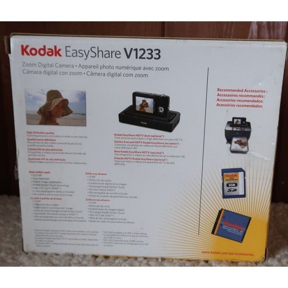 Kodak Digital Easy HD share V1233 12 Mega pixels 3X ZOOM BLACK In Box W Manual - Picture 7 of 11
